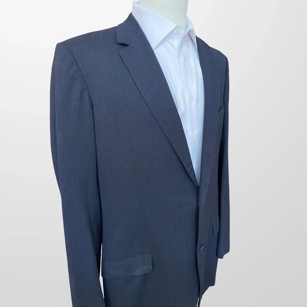 Vtg‎ Hickey Freeman Black Bespoke Wool Sport Coat Mens 42 X Long Suit Blazer